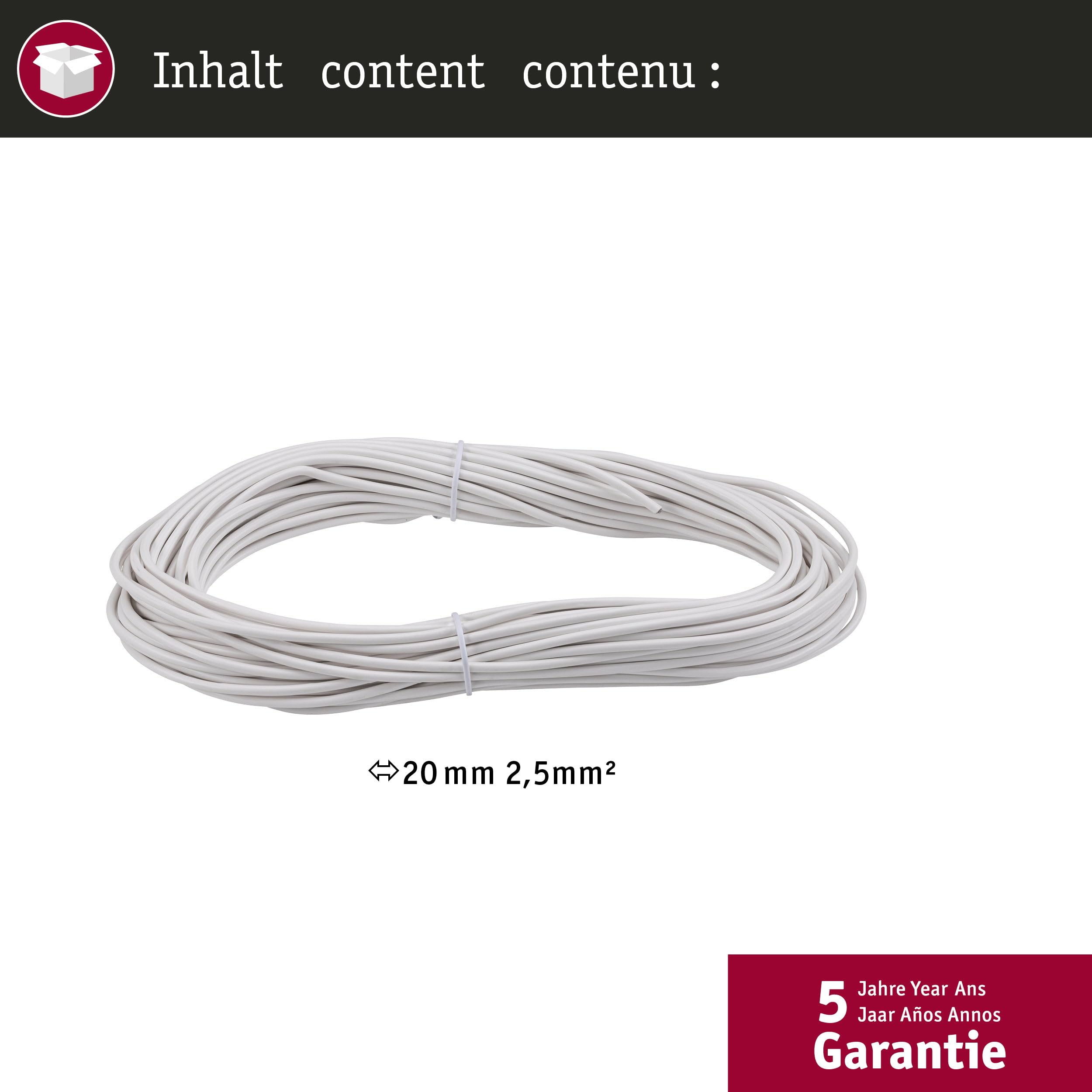 Paulmann Wire Corduo Spannseil 20m Ws 2,5qmm Iso 94591 12V Kabelsysteemcomponenten Wit 2525427