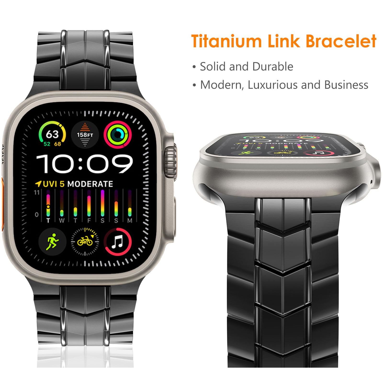 WINGLE Compatible for Titanium Apple Watch Ultra 2 Band 49mm 45mm 44mm 42mm Series 9 8 7 for Men, Apple Watch Ultra Bands Lightweight Titanium Metal Strap for iWatch Ultra SE Series 9 8 7 6 5 4 3 2 1