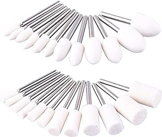 AUSTOR 24 Pieces Wool Felt Mounted Mandrel Set 2 Shaped and 6 Sizes Polishing Buffing Wheel Bits with Free Box for Dremel Rotary Tool - 1/8 Inch Shank