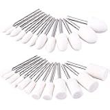 AUSTOR 24 Pieces Wool Felt Mounted Mandrel Set 2 Shaped and 6 Sizes Polishing Buffing Wheel Bits with Free Box for Dremel Rotary Tool - 1/8 Inch Shank