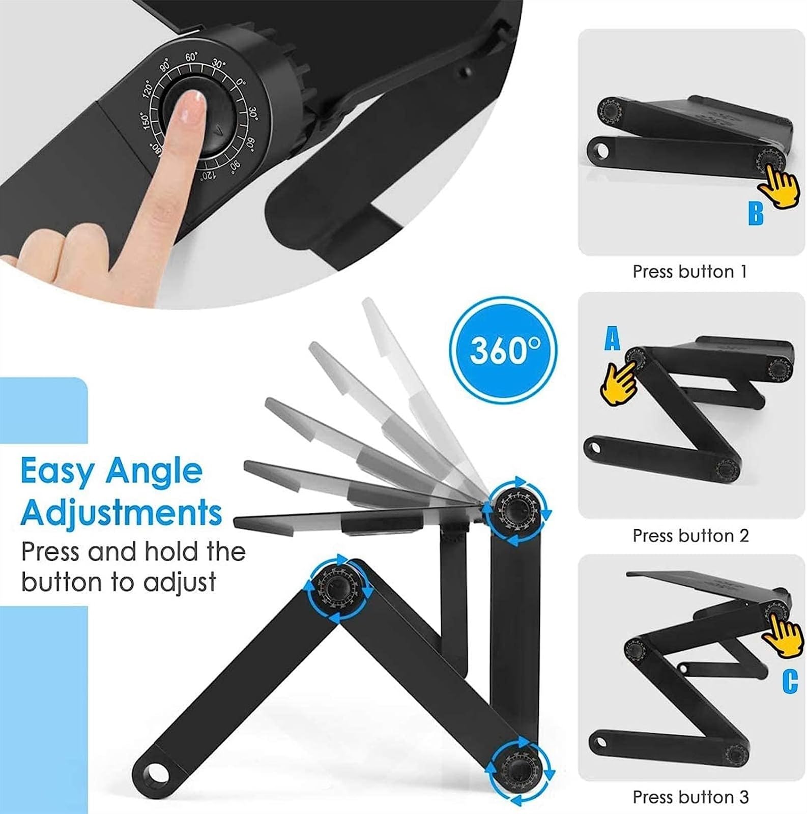 NAKEAH Supporto da Tavolo Regolabile for Laptop, Supporto for Workstation Portatile Portatile, scrivania ergonomica Pieghevole for Laptop da Ufficio in Lega di Alluminio