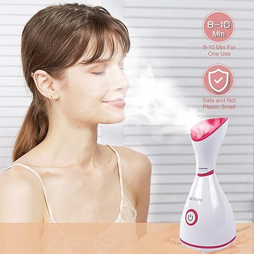 Miniatura 4 de GETANYE Vaporizador facial nano iónico  10 veces penetración para el rostro, desobstruye los poros, humidificador hidratante de spa con kit de