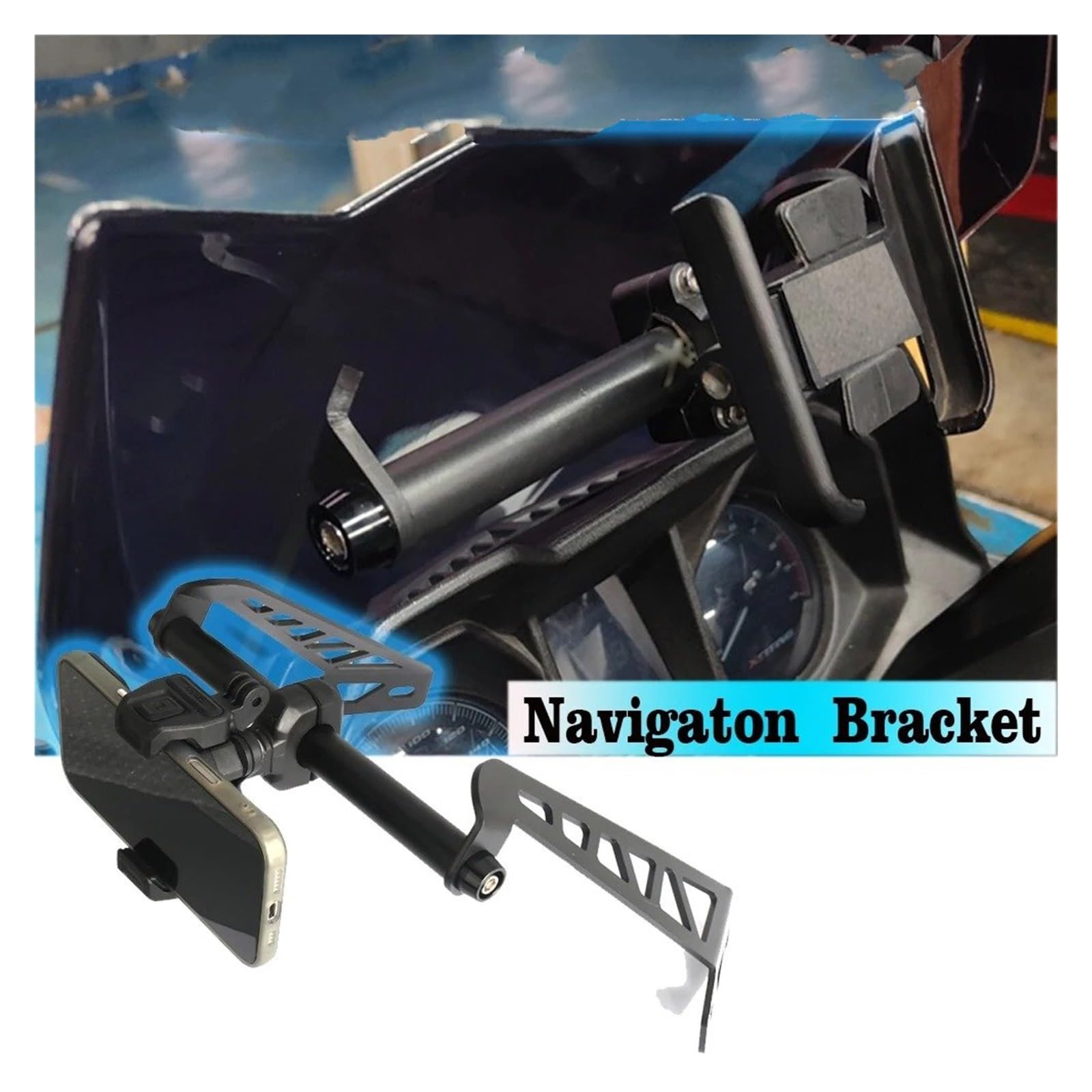 GPS Soporte Navegaci para KYMCO 350 300i para Xciting 250 400 S400 Soporte Delantero para Teléfono De Motocicleta Placa Navegación GPS Smartphone 22 Mm(22MM-1)