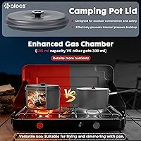 Vista 4 de Alocs Camping Cookware Set Camping Gear, Compact Camping Pots and Pans Set, Durable Hard Alumina Camping Cooking Set for Outdoor Backpacking Camping