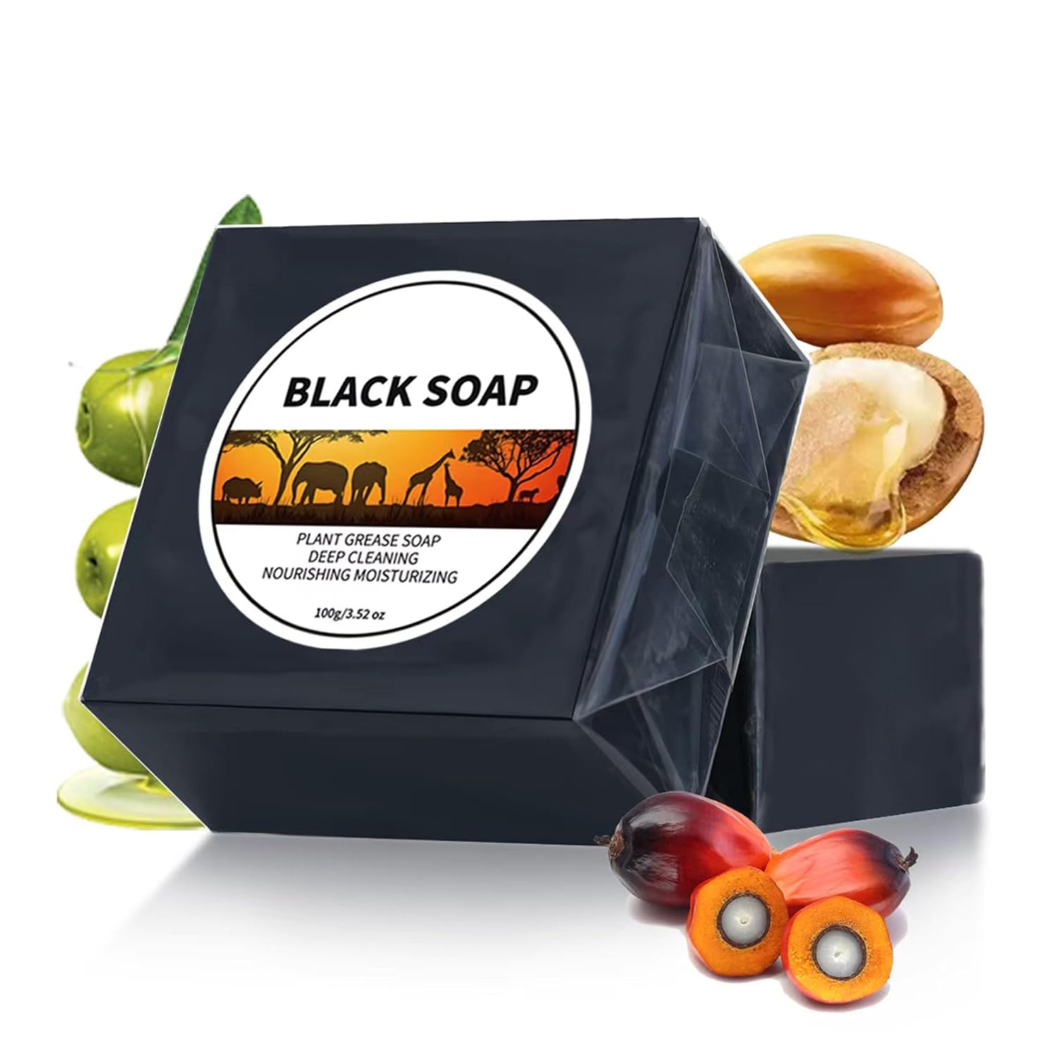 AKARY Black Soap, Black Soap Cleanser with Shea Butter, for Dry Skin and Skin Conditions, Pure & Natural Ingredients, Deep Cleaning Body Soap, Nourishing & Moisturzing Skincare