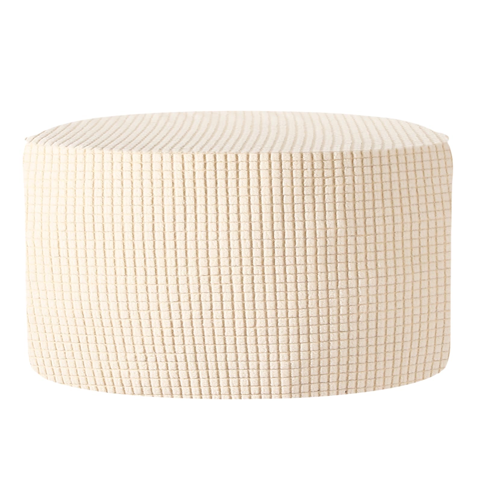 sourcing map Ottomen Cover Round, Jacquard Ottomen Slipcover with Elastic Bottom Fit 76cm-104cm /29.9"-40.9" Diameter, Stretchable Footrest Stool Covers for Furniture Protector, Natural Color