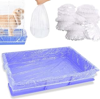 upcessory 100 Pack Disposable Clear Plastic Cage Liners for Rabbits, Hamsters, Guinea Pigs - 47in Stretch Leak-Proof Bunny Bedding (100pcs)