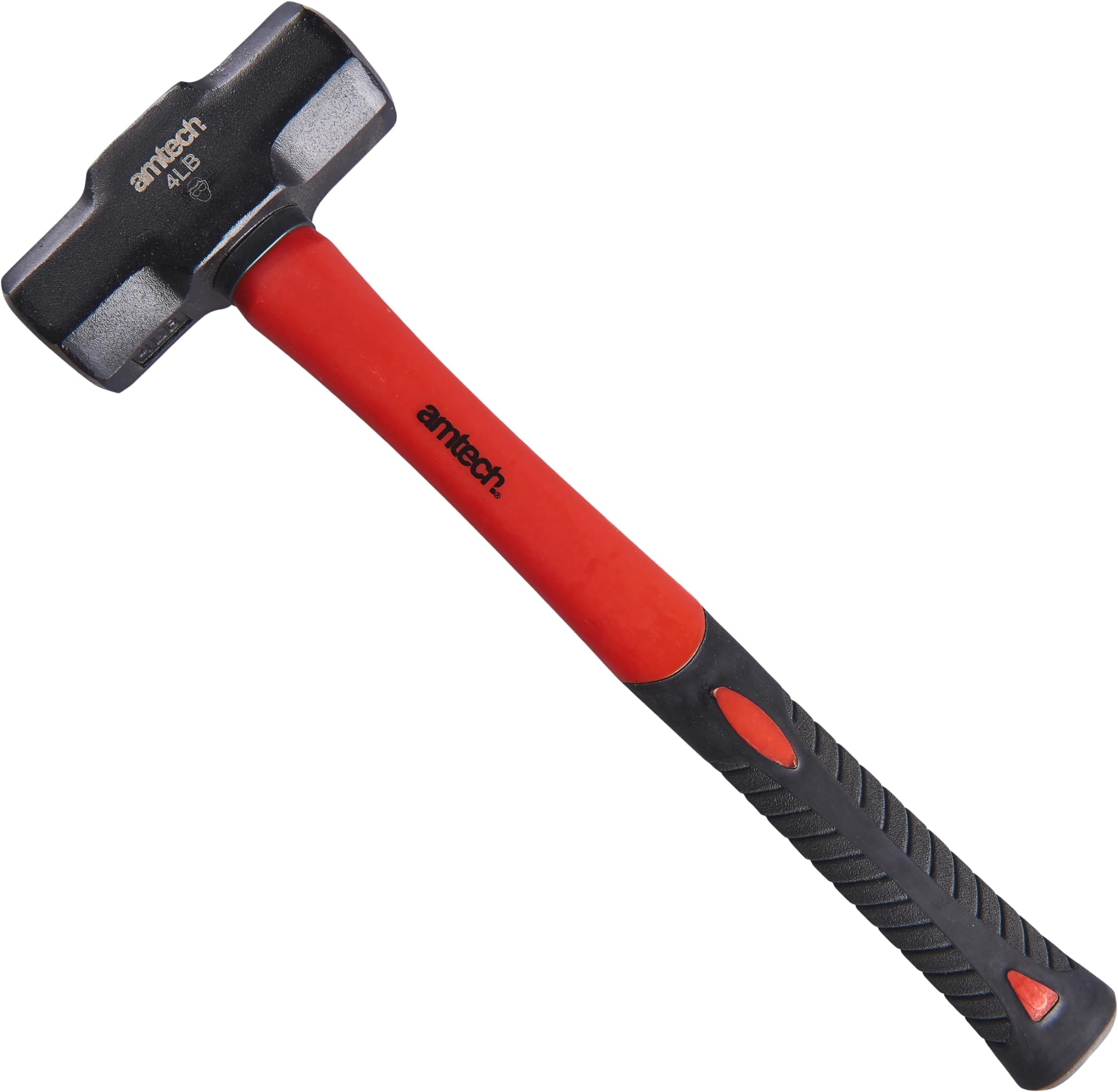 Amtech - Sledge Hammer, Heat Treated Drop Forged Head, Shock Absorbing Fibreglass Shaft with Nylon Jacket, Built for Demolition and Stakes (4 lb / 1.8 kg)