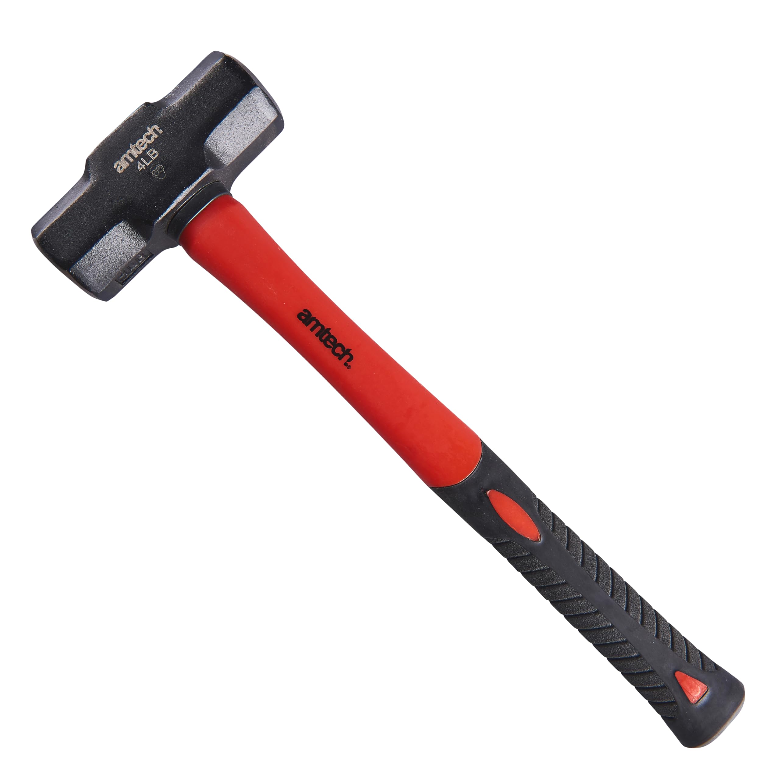 Amtech - Sledge Hammer, Heat Treated Drop Forged Head, Shock Absorbing Fibreglass Shaft with Nylon Jacket, Built for Demolition and Stakes (4 lb / 1.8 kg)