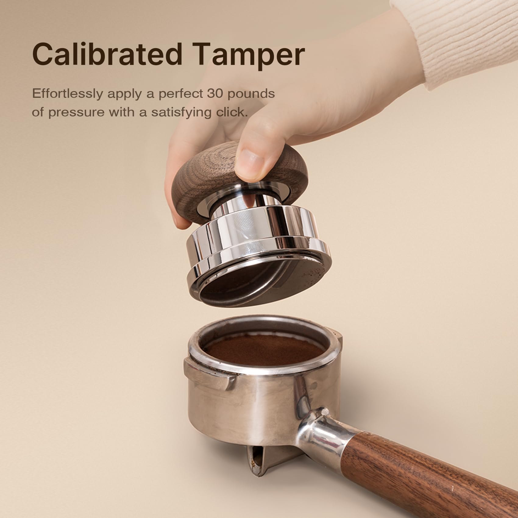 TIMEMORE Juego de prensos, 58,4 mm con herramienta WDT, prensa autonivelante y distribuidor de gravedad para la preparación profesional de café – Excursión de madera
