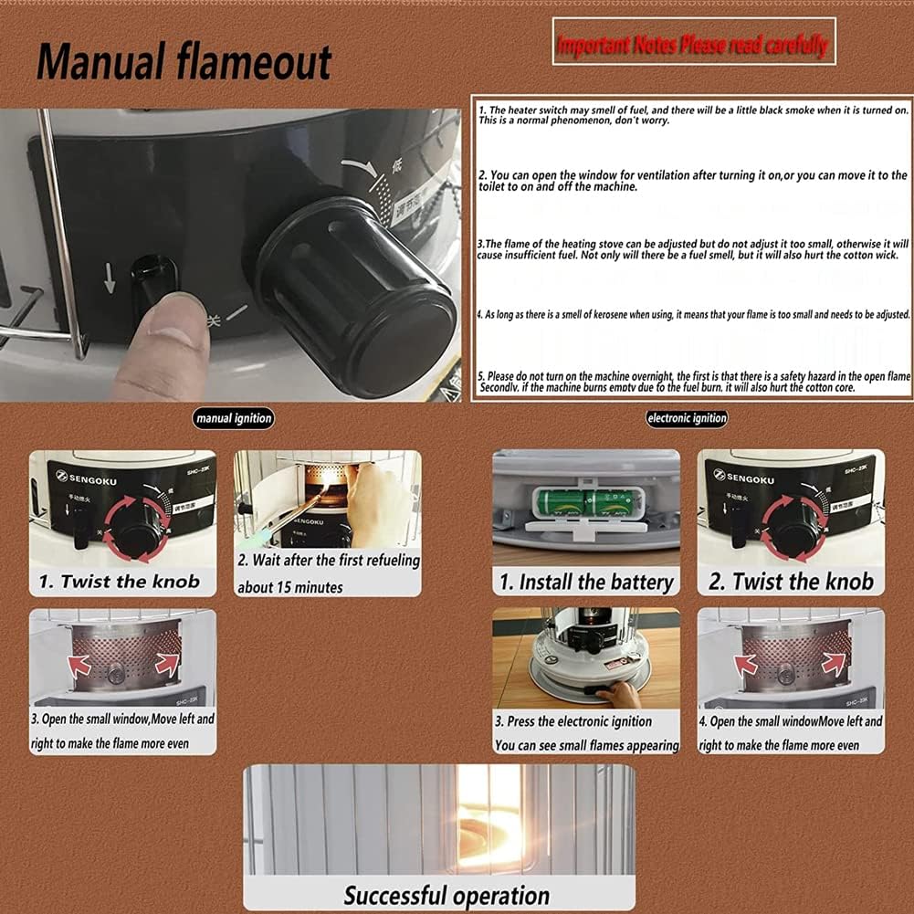 Kerosene Heater, Large Capacity, Full Radiant Type, Heating Area Of ​​40 Square Meters, Tilt Protection, Suitable for Indoor Camping.