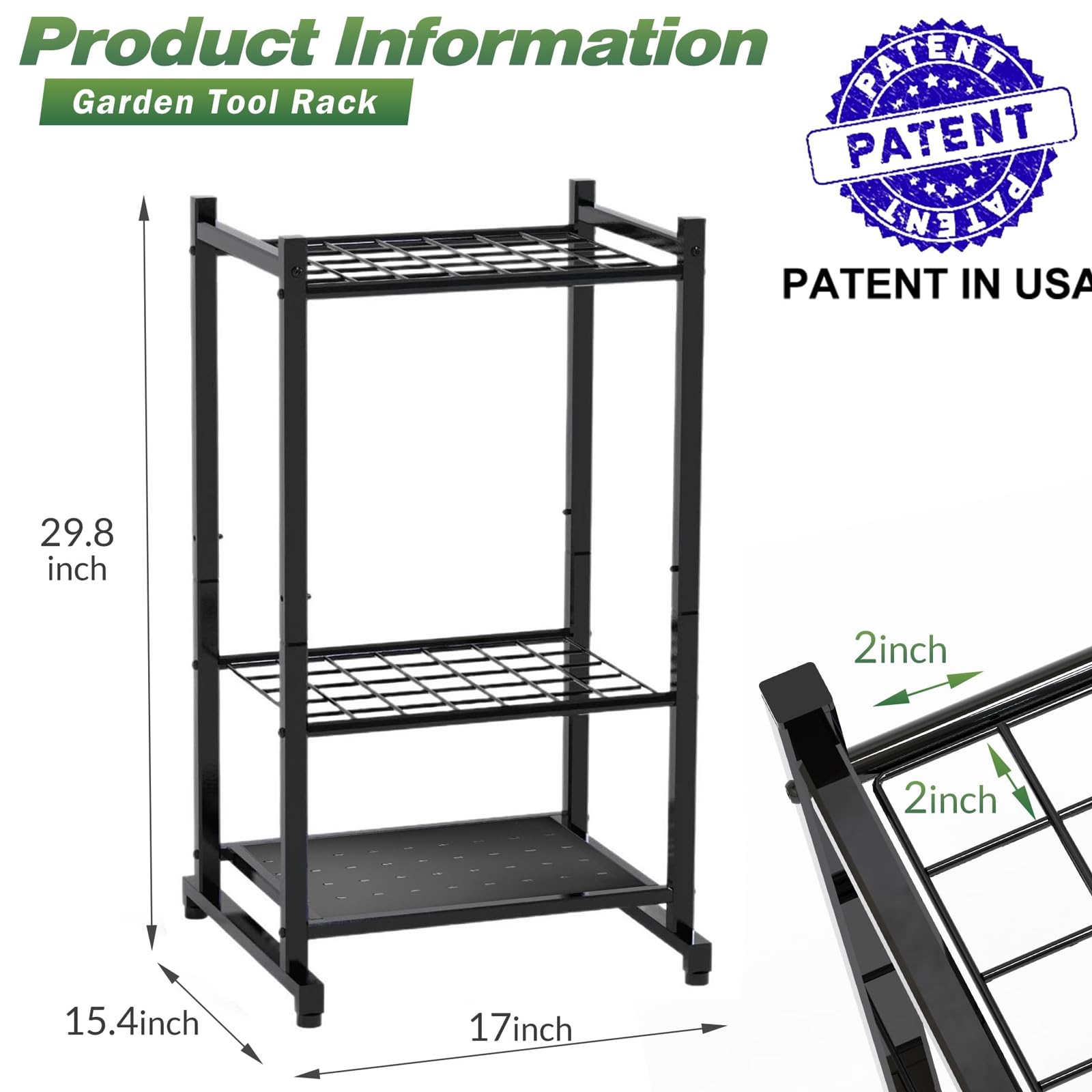 Soporte para herramientas de jardín, organizador para garaje, jardín y