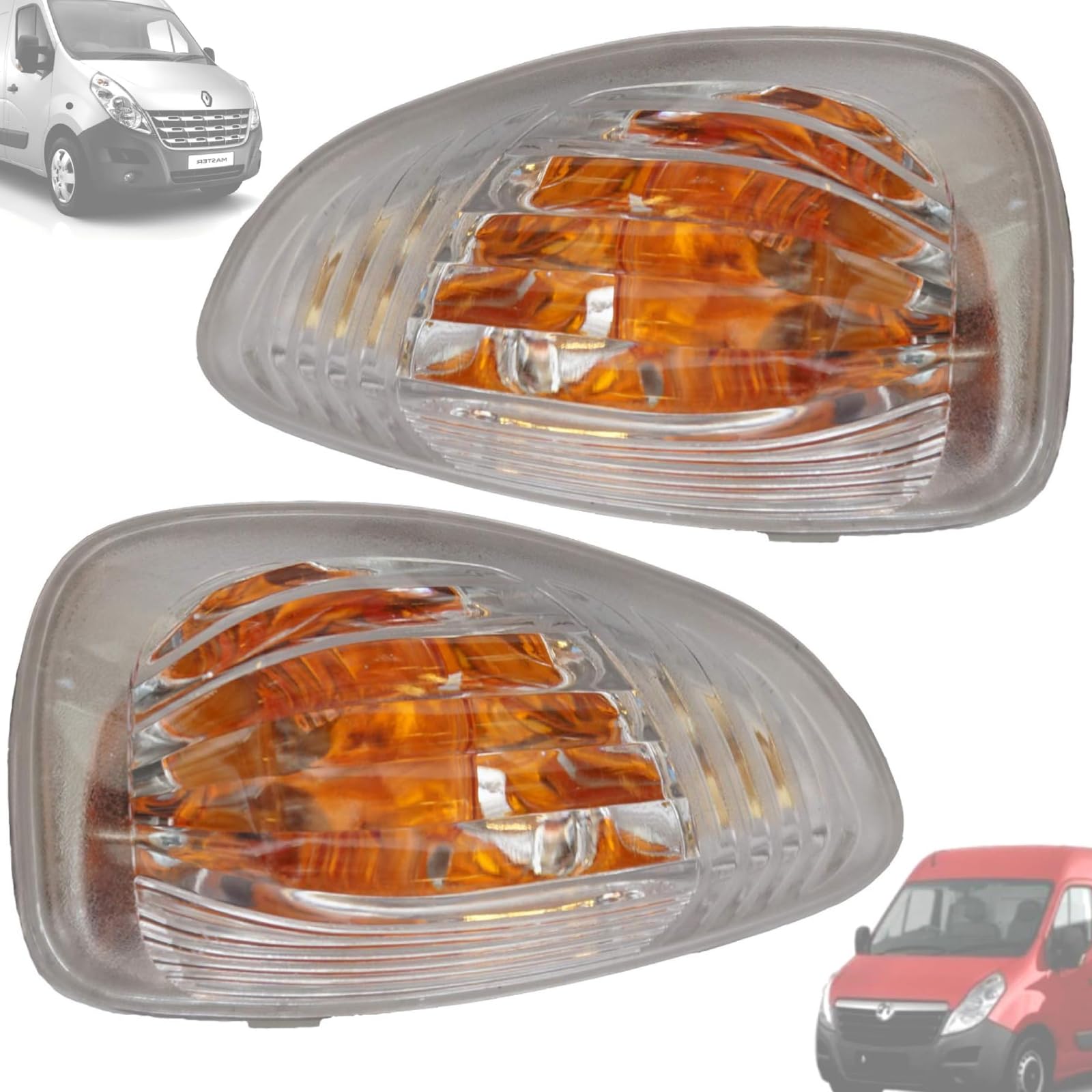 Twowinds - Freccia Retrovisore 7485120621 Compatibile con Renault Master 3, Nissan NV400, Opel Movano - Laterale Destro e Sinistro - 7485120620 - Indicatore Direzione Specchietto (2 pezzi)