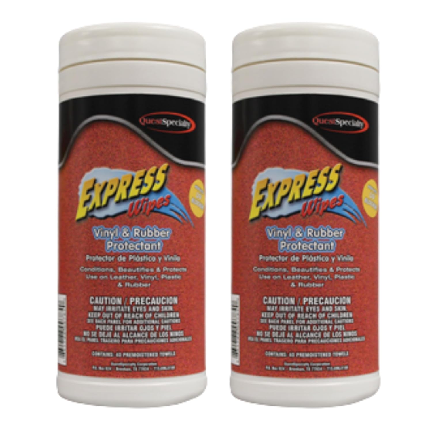 Quest 6510 EXPRESS Wipes Vinyl Rubber Protectant with UV Blocker 2 Pack
