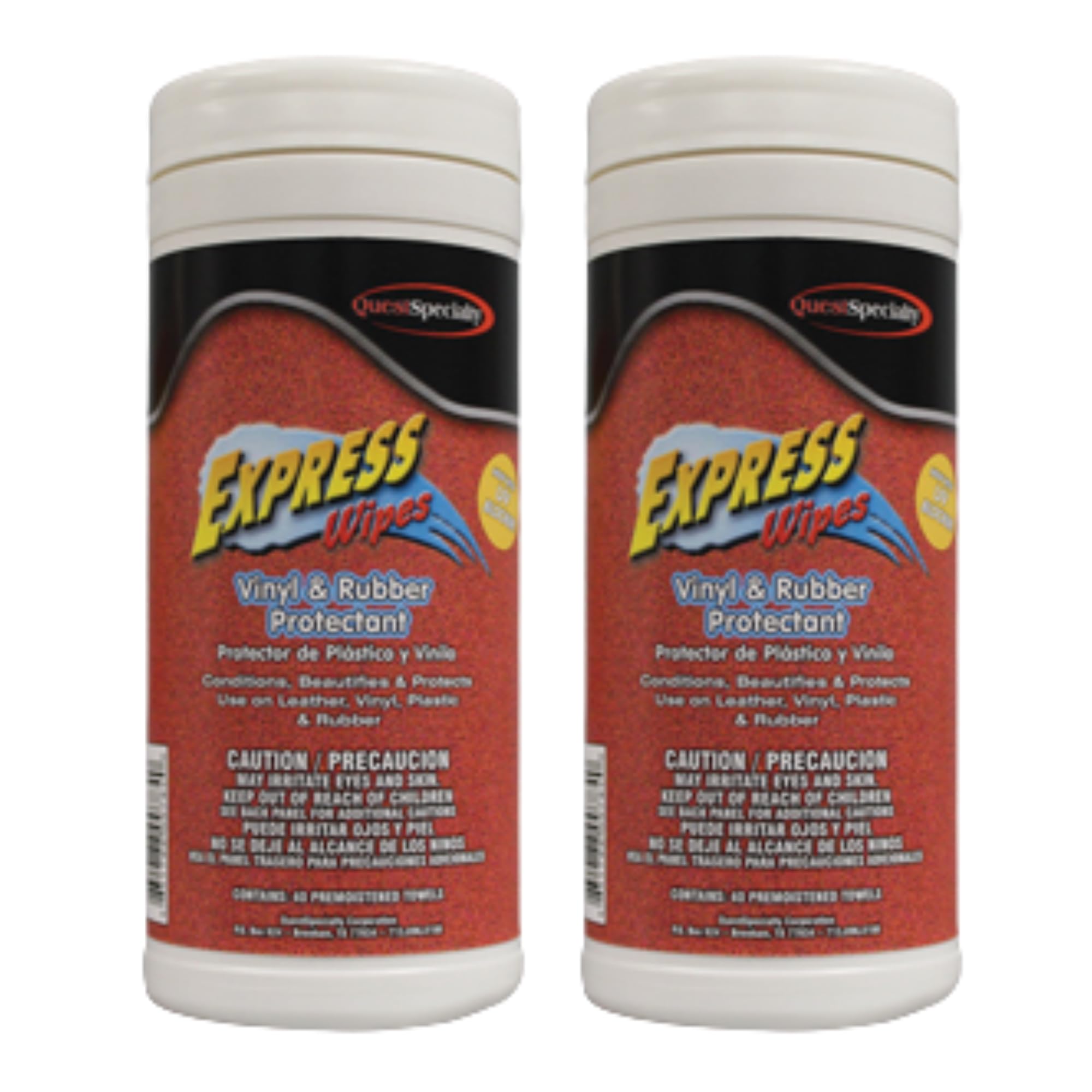Quest 6510 EXPRESS Wipes Vinyl Rubber Protectant with UV Blocker 2 Pack