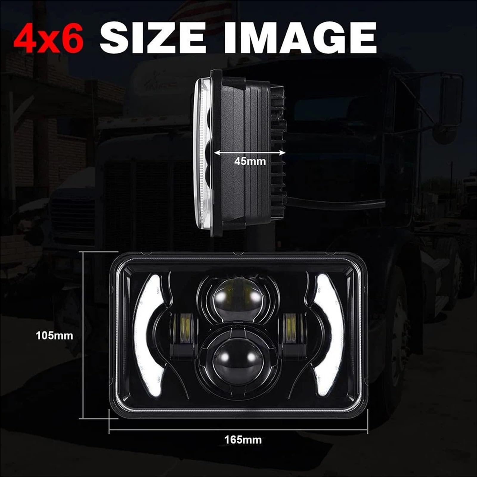 Bombilla Coche Faro LED 4x6 Bombilla para coche | 5x7 7x6 impermeable Hi Lo Beam blanco ámbar DRL