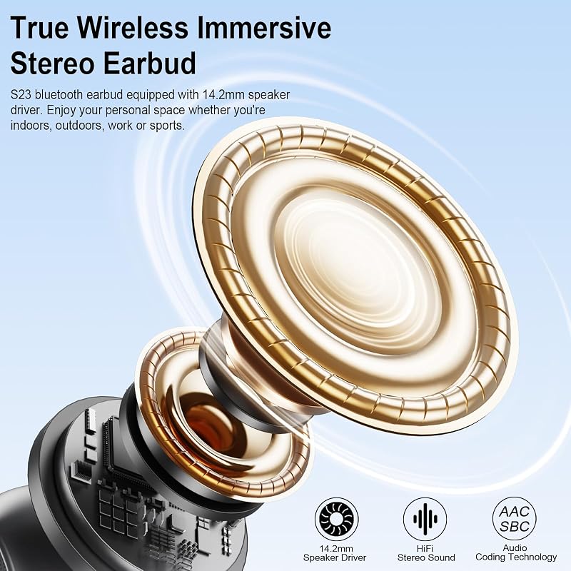 Wireless Earbuds, 2025 Bluetooth 5.3 Headphones HiFi Stereo Ear buds with ENC Noise Cancelling Mics, 40H Bluetooth Earbuds with Dual LED Display, IP7 Waterproof in Ear Earphones for Android iOS, Black image 2