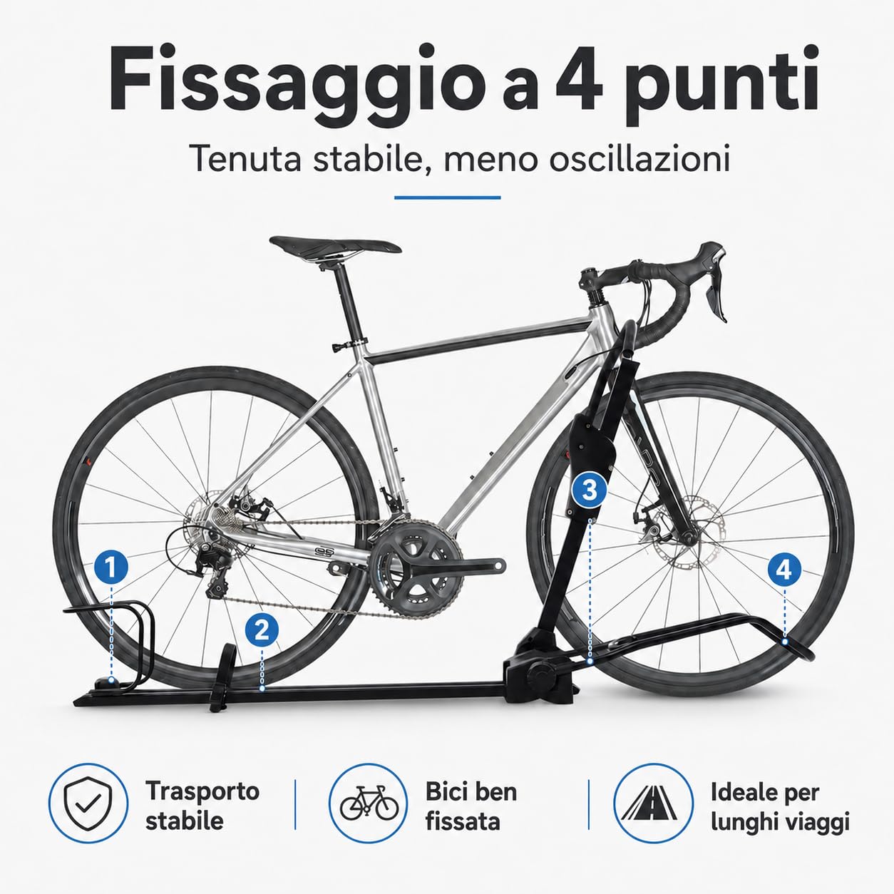 Portabici universale con protezione antifurto per auto SUV fino a 38 pollici | Con doppia chiusura e fissaggio a quattro punti, altezza regolabile da 75 a 98 cm per un trasporto sicuro