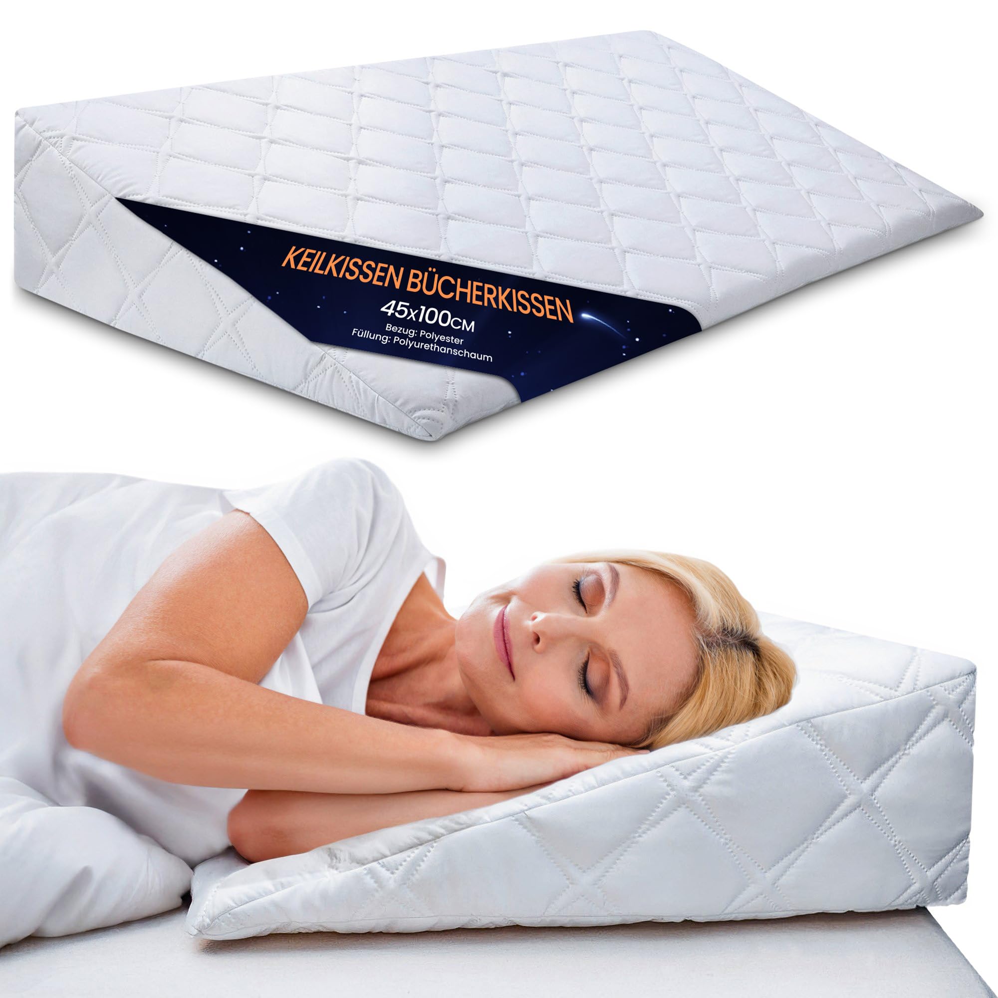 Totsy Baby Cuña Antireflujo Adulto & Almohada Cuña para Cama 45x100 cm - Cojín de Lectura Cama – Almohada Reflujo Lectura Cojin para Leer – Funda Lavable Öko-Tex