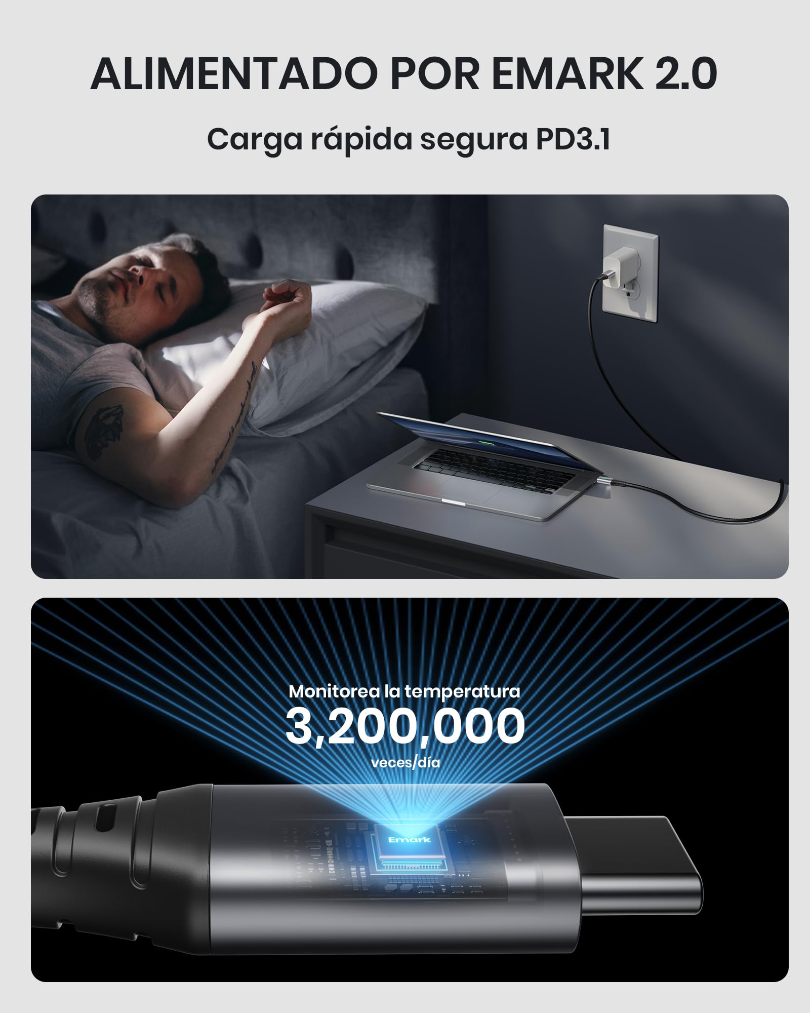 INIU 240W Cable USB C Carga Rapida, [2-Pack 2m] PD3.0 Cable USB C a USB C, Nylon Cable Carga Rapida Tipo C para iPhone 16 15 Pro max, MacBook iPad, Note20, Pixel 7, Dell Laptop Steam Deck, Samsung ecc