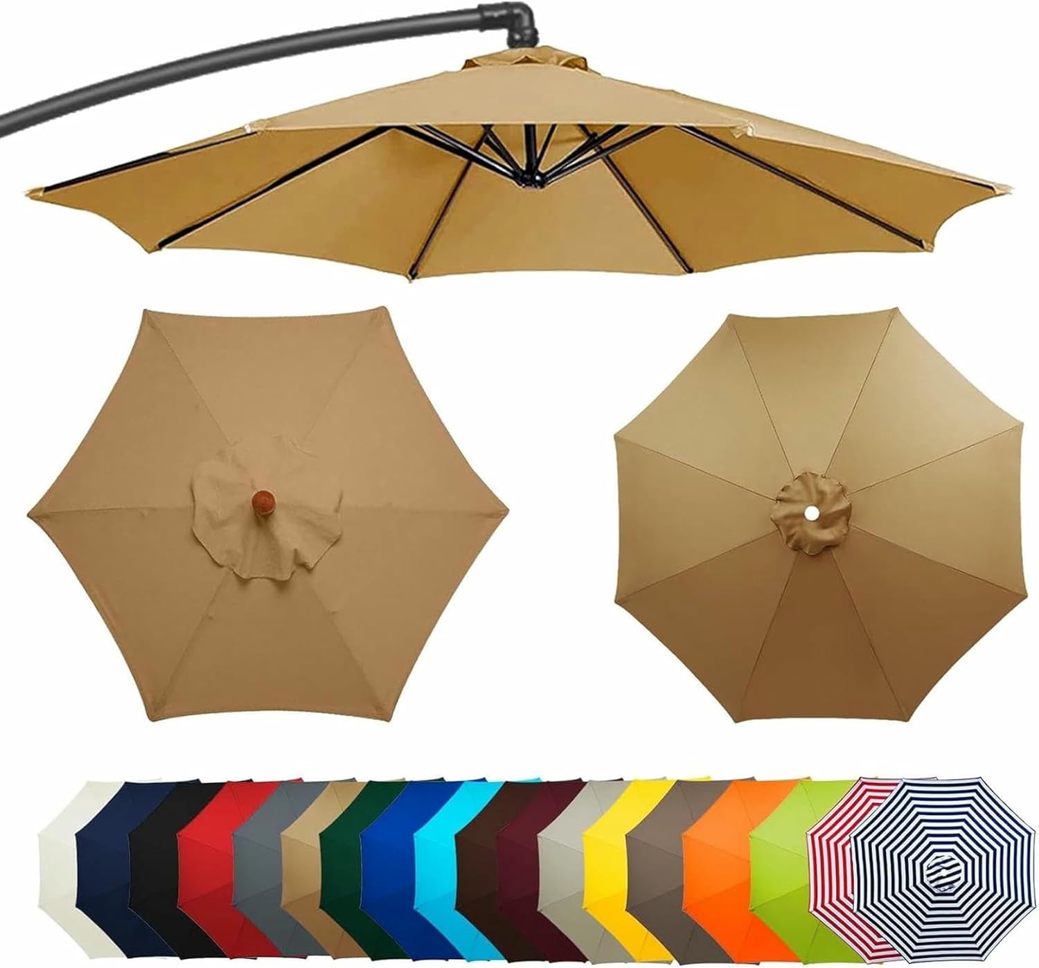 Patio Umbrella Replacement Canopy Square Cantilever Top Cover Outdoor,Replacement Parasol Canopy 300/270/200CM Waterproof UV50+ Cover for 6/8 Arms Umbrella Durable Fabric Ideal for Standard