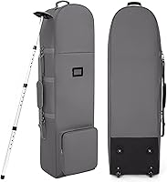 Vista 18 de Golf Travel Bags for Airlines with Adjustable Support Rod and Detachable Shoulder Straps, Hard case Top Soft Foldable Golf Club Travel Covers