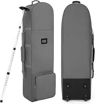 DAREKUKU Soft-Sided Golf Travel Bag for Airlines with Detachable Shoulder Straps, Foldable Golf Club Cover Travel Case with Wheels & Adjustable Support Rod, 900D Heavy Duty Oxford Wear-Resistant