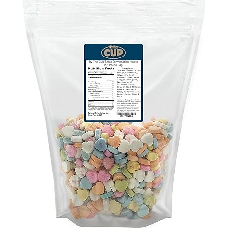 2.5 Pound By The Cup Bag of Small Candy Conversation Hearts
