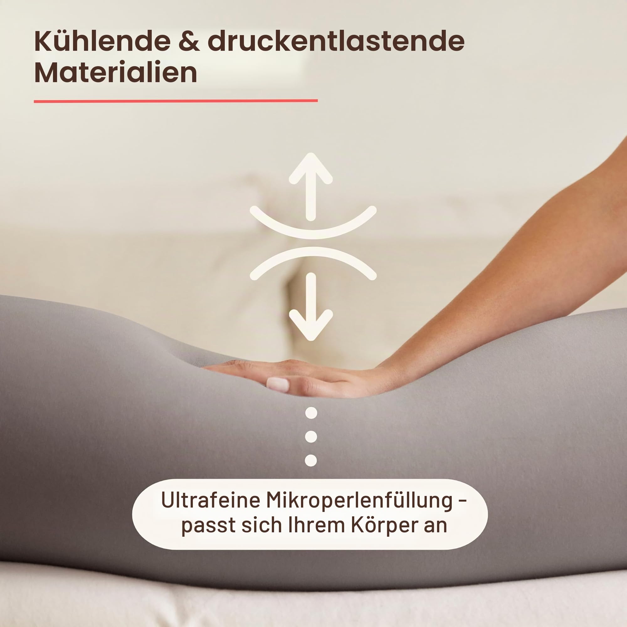 bbhugme® Schwangerschaftskissen™, das preisgekrönte Schwangerschafts- & Stillkissen & Ganzkörper-Stützkissen - Stein