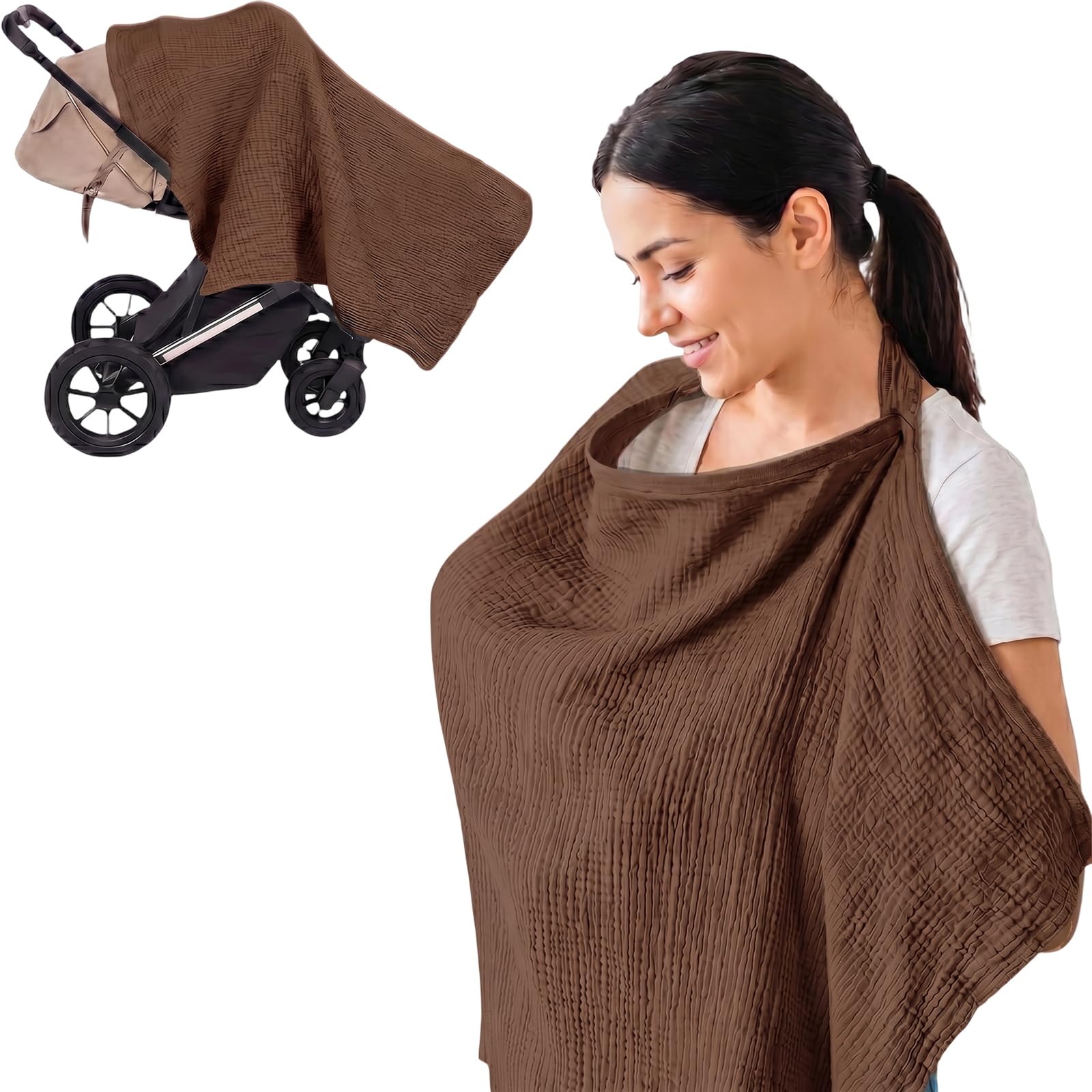 Viiotu Nursing Cover Breastfeeding, 100% Cotton Breastfeeding Cover Mother Nursing Apron Couverture Allaitement (Burgundy)