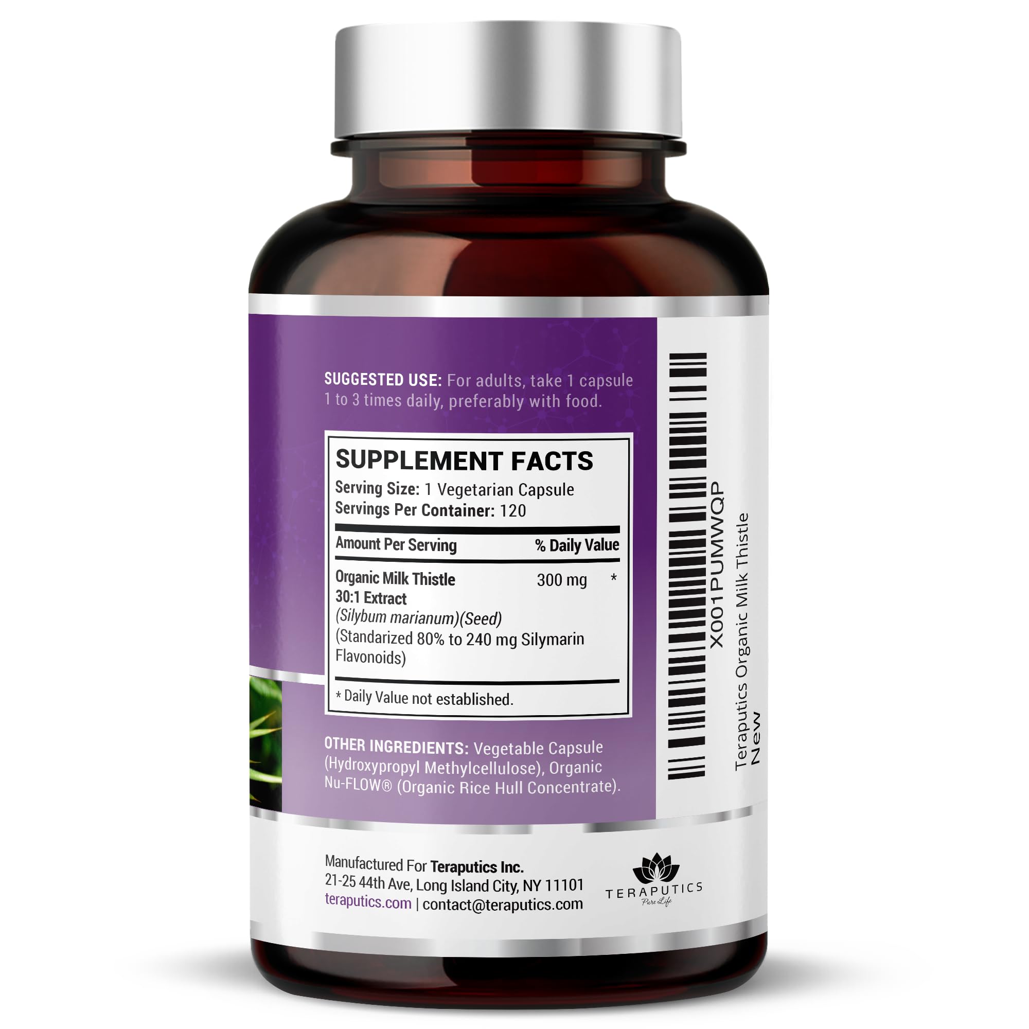 Organic Milk Thistle | Non GMO 300mg 30:1 Extract Vegan Daily Supplement w/Silymarin Seed Extract for Liver Support, Detox and Cleanse - 120 Veggie Capsules — Amazon image 7