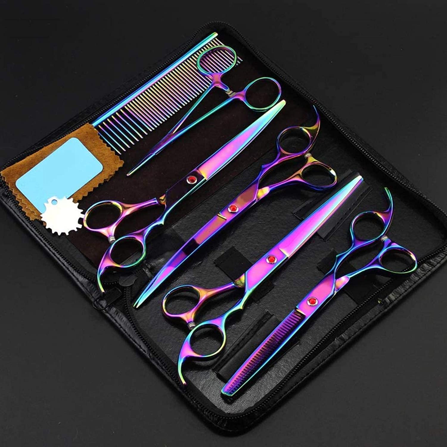 Tijeras Peluqueria Canina, Corte Curvado recto Tijeras de adelgazamiento Perro Cat Tijeras Kits Puppy Cabello Recortador