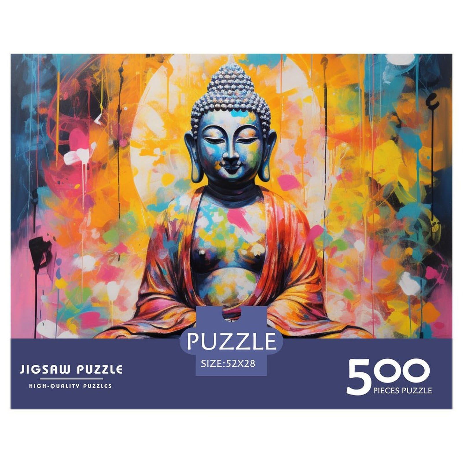 Buddha Temple Figure for Adults Fun 500 Pieces Thickened Wooden Jigsaw Puzzle Toy Intellectual Toy Stress Relief Toy Decoration Educational Play Relax and Intelligence 500 Pieces