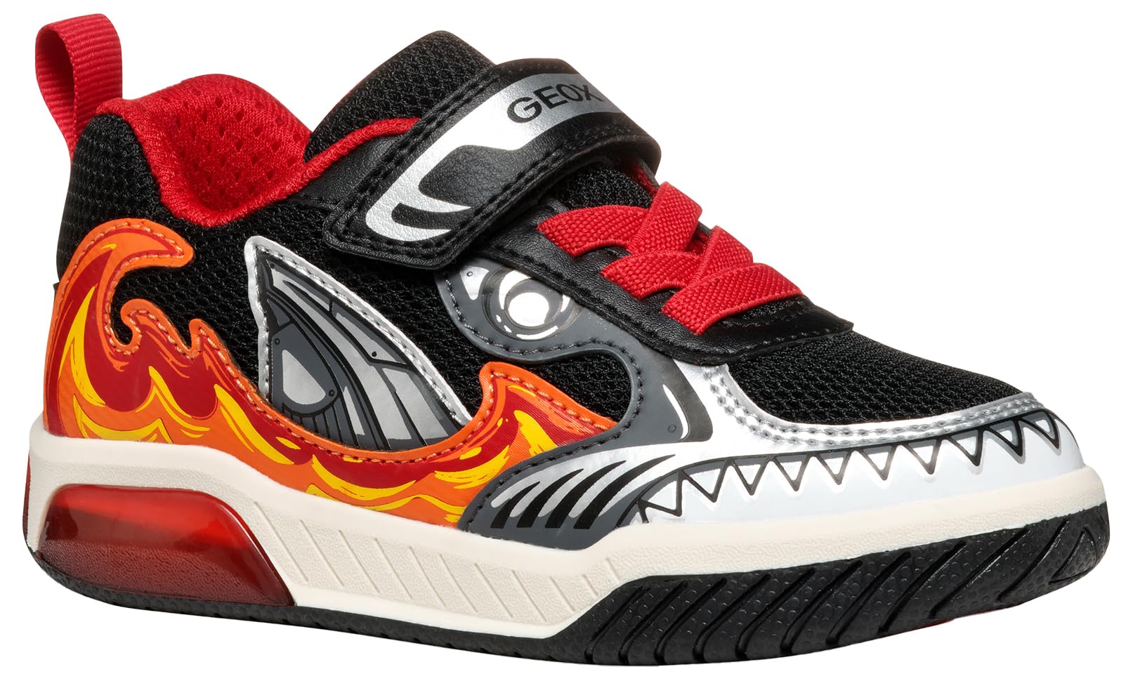 Geox J INEK BOY D, Boys’ Sneaker, Black/Red,