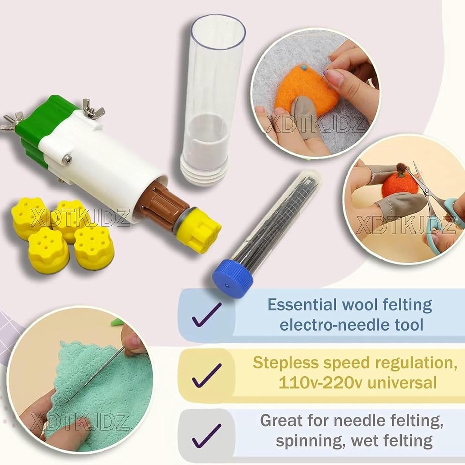 Electric Felting Needle Machine Kit, Wool Felt Needle Tools, Punch Style Felting Needle Tool, Stepless Speed Regulation and Quick Felting, Motor Replaced