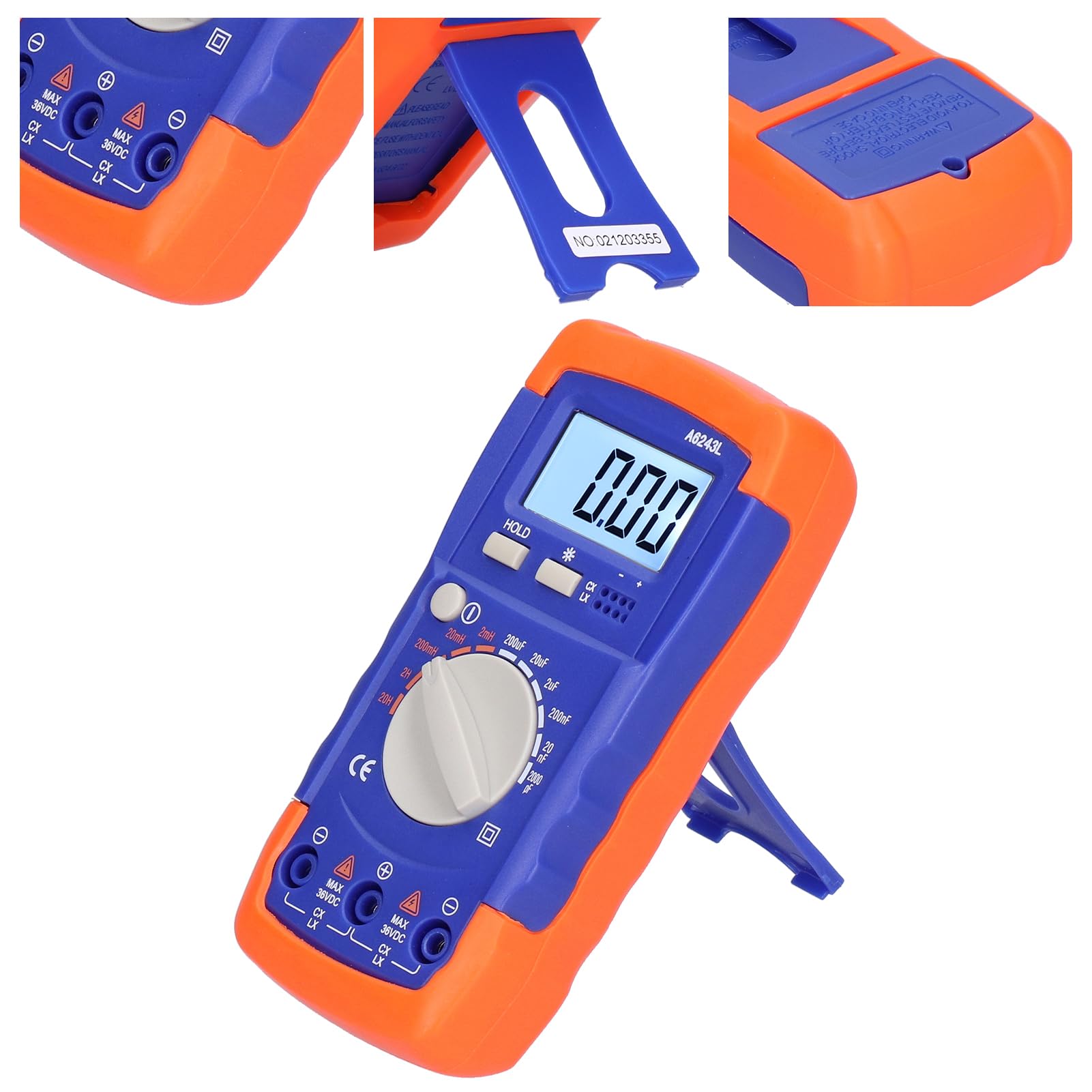 Fdit Probador de Capacitancia LCD, Medidor Digital A6243L Medidor de Inductancia Inteligente Medidor de Medición de Capacitor para Kits de Prueba (A6243L)
