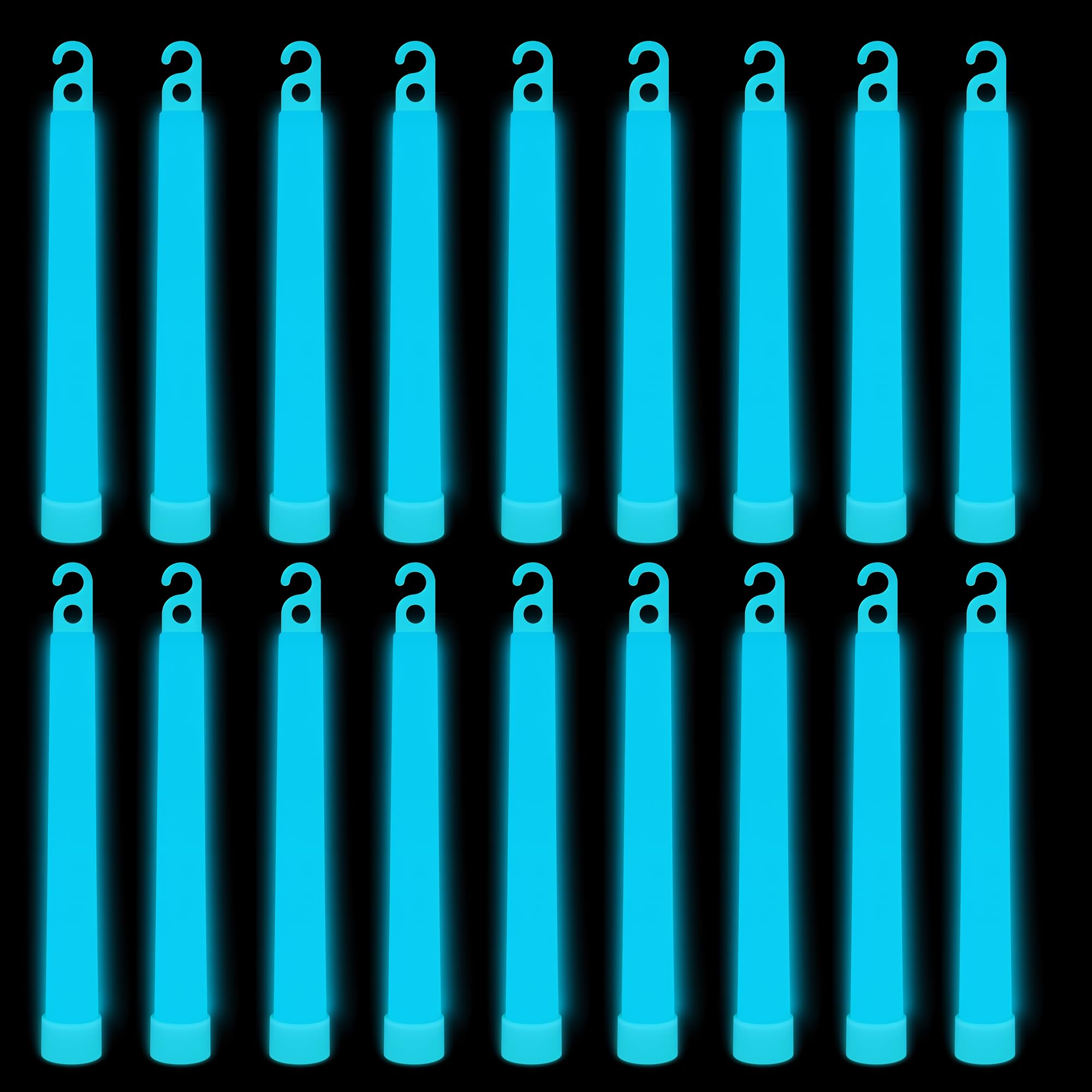 WedDecor Neon Aqua Colors Ultra Bright Glow in The Dark Glow Stick Tubes Lanyard Premium Fluorescent Rods Light Sticks for Graduation Party, Camping, New Years Eve, 6 Inches, 25pcs