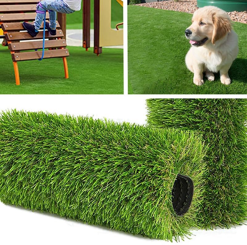 Artificial Grass Rug Realistic Indoor/Outdoor Fake Grass 1.38" Pile Height Synthetic Grass Rug 2FTX7FT with Drainage Holes Faux Grass Astroturf Carpet Pet Turf Mat for Potty Training Rug