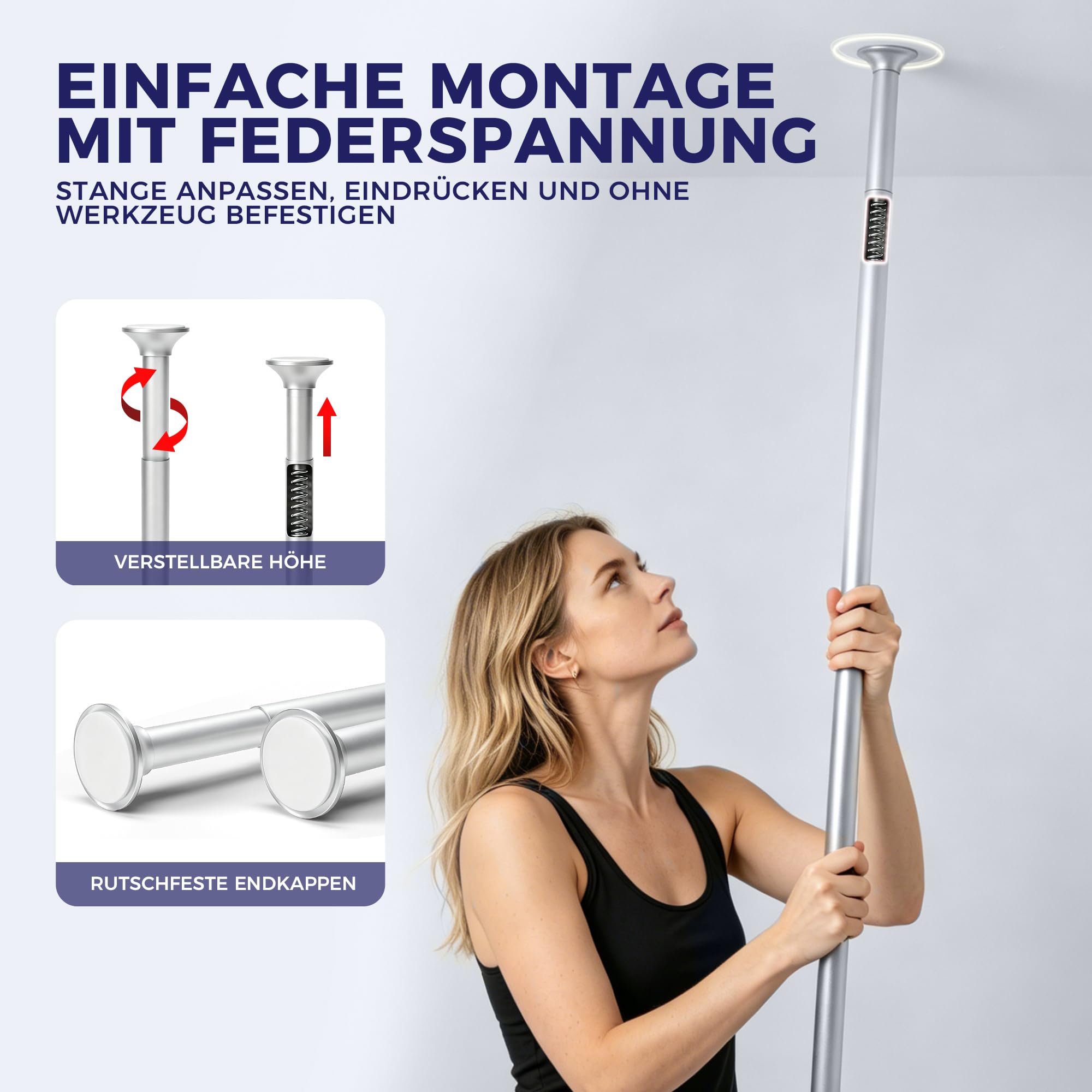 Purejoy Teleskop Duschregal ohne Bohren Silbergrau, höhenverstellbares Eckregal für Dusche & Badezimmer, rostfreie Duschablage mit 4 Körben (Silbergrau, 81–312 cm, Dreieckig)