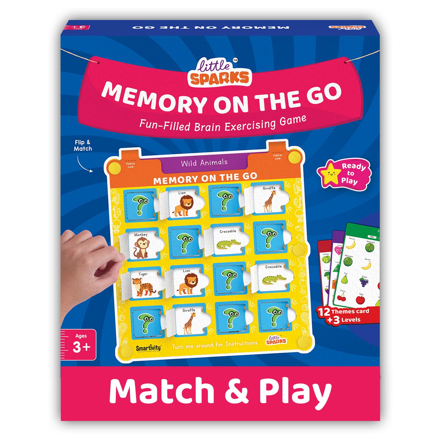 Smartivity Memory Game for Kids Ages 3+ Years | Fun Matching Game - 12 Theme Cards & 3 Level Challenges I Birthday Gift for Boys & Girls I Preschool
