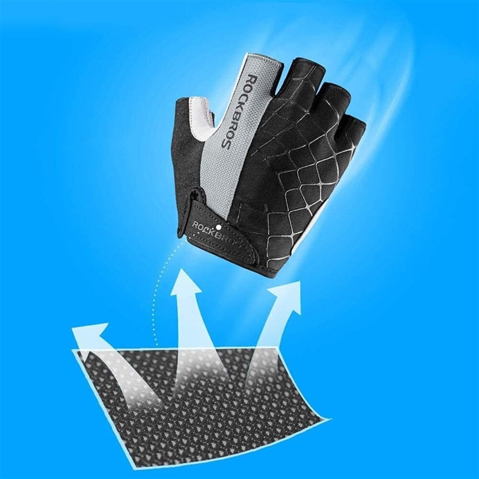 Ciclo Guanti Guanti da Bicicletta Guanti Mezze Dita Gel Pad Assorbimento degli Urti Antiscivolo Traspirante Uomini Donne