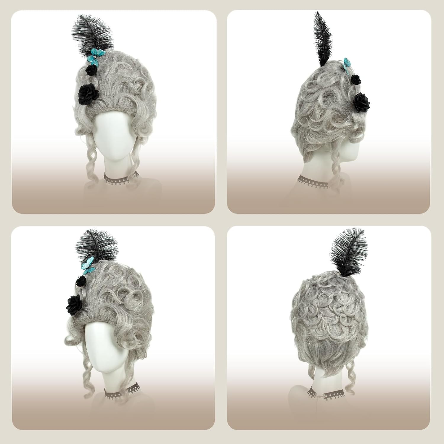 STfantasy 60s Beehive Wig for Women - Marie Antoinette Style Victorian Wig, Perfect for Drag Queen or 50s Retro Look (Grey)