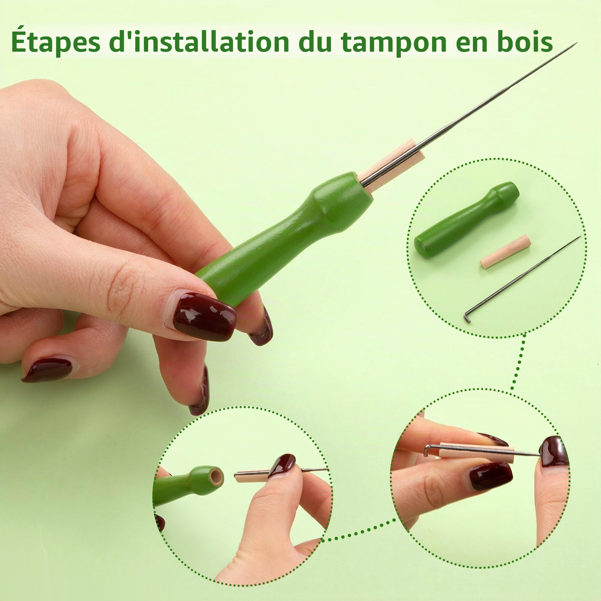 Jeesblsy Feutrage de Laine, Kit de Feutrage à L'aiguille Laine de Bricolage pour Débutants 4PCS, Décorations en Feutre Faites à La Main, Comprend Tampon de Feutrage et Outils de Feutrage de Base