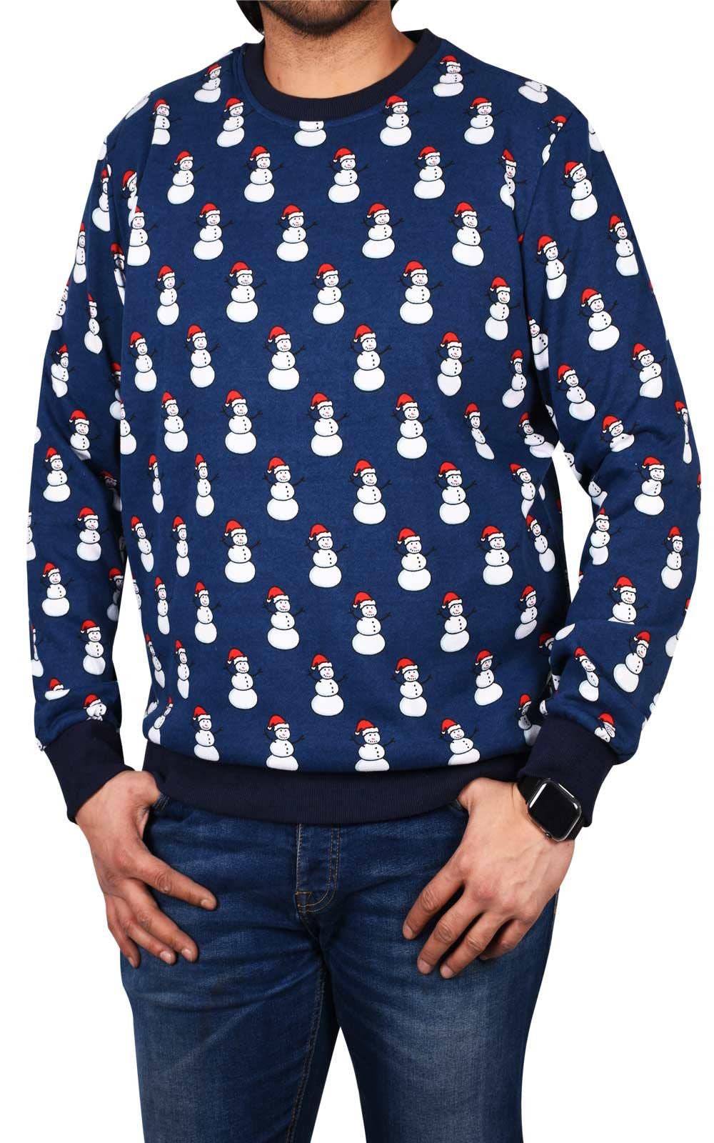 True Face ( - Snowman, S) Mens Christmas Jumper New Pullover Xmas Gift Unisex Santa Snowman Sweatshirt Top Blue