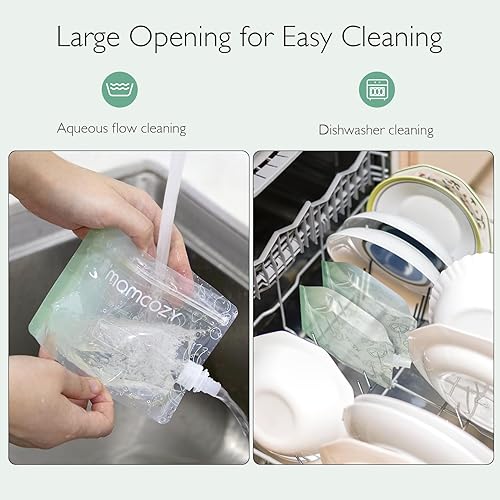 Miniatura 7 de Momcozy Bolsas reutilizables de comida para bebés para niños pequeños, plástico sin BPA, aptas para alimentos, aptas para congelador, rellenables