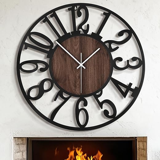 30 Modern Wood-Faced Metal Wall Clock