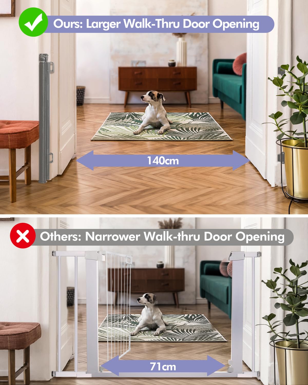 Lexixi ibao Retractable Mesh Baby & Dog Gate, 86cm Tall, Extends up to 180cm Wide, Child Safety Gate for Doorways Stairs - Image 4