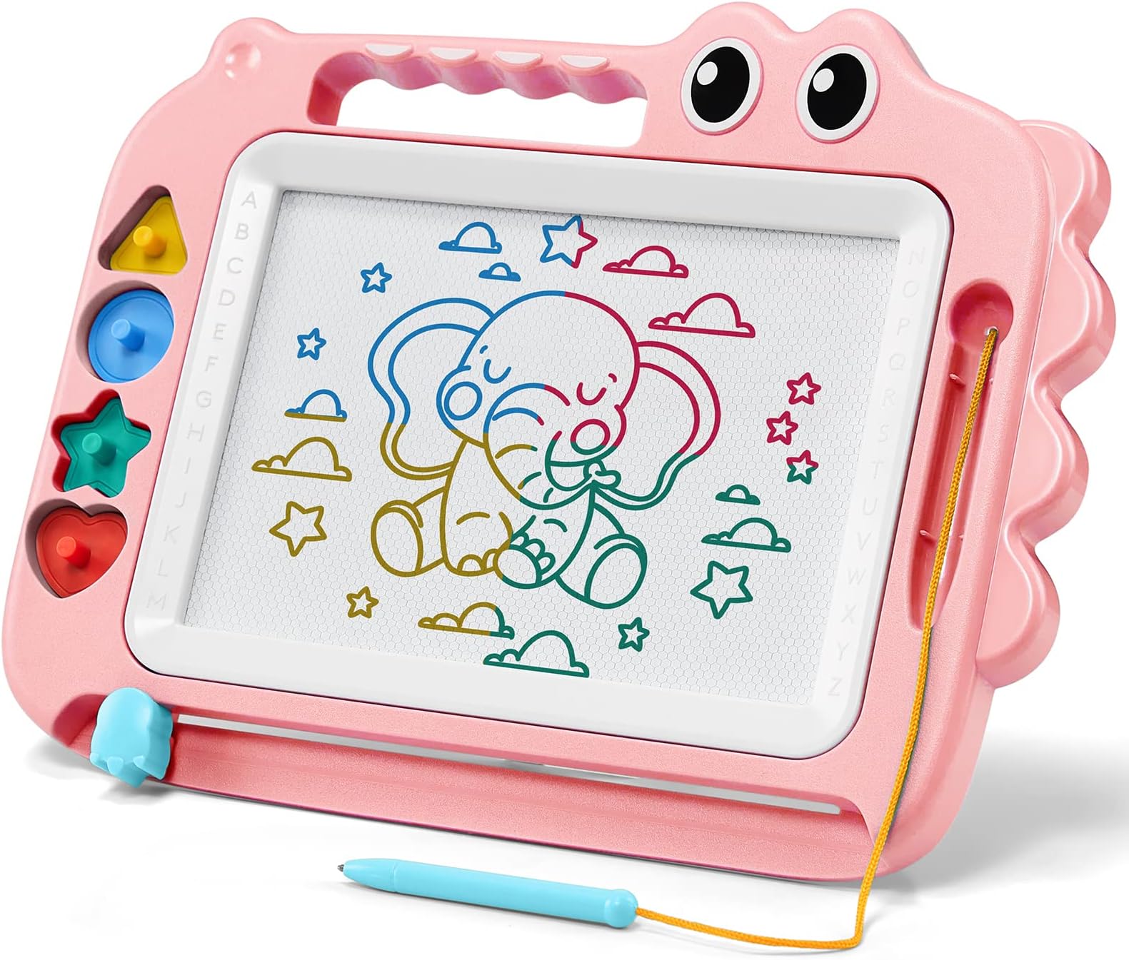 SGILEToys for Kids, 14ร11 inch Magnetic Drawing Board for Early Learning, Erasable Doodle Writing Pad Gift for Baby Girls Boys, Painting Sketch Pad with Four Stamps for 3 4 5 Year Old Toddlers, Pink