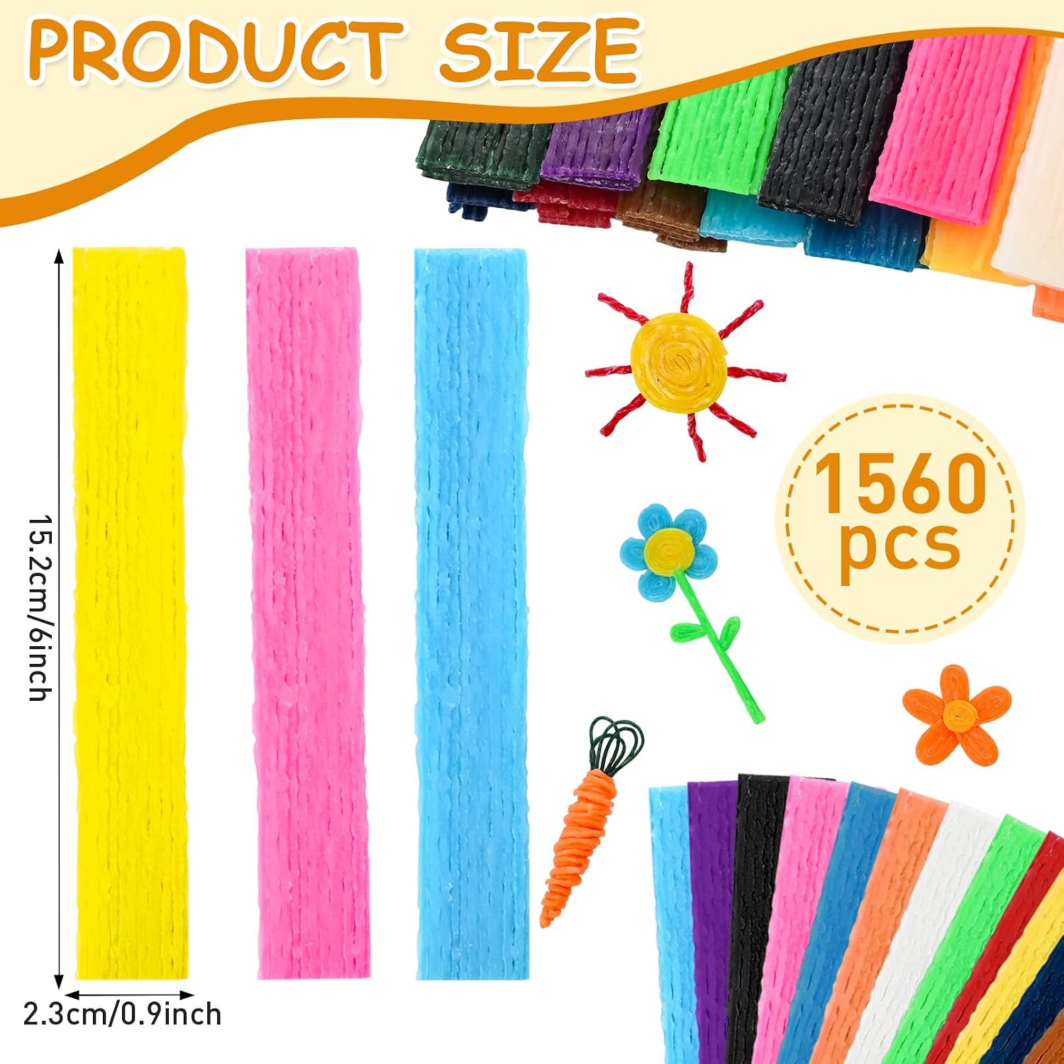 1500 PCS Wax Craft Sticks for Kids,Bendable Sticky Wax Yarn Sticks in 13 Colors,Reusable Molding Sculpting Sticks,Wax String Wax Sticks for DIY School Project Art Supplies
