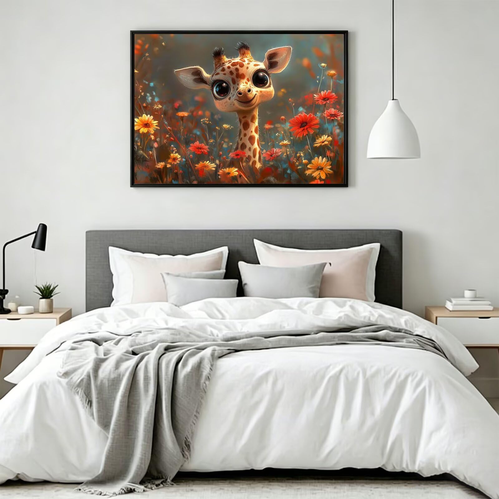 Pintar por Numeros jirafa Pinturas Acrilicas dibujos animados Pintura por Numeros Lienzos para Pintar, Pintura Acrilica Manualidades, Decoración Hogar, Regalos Cumpleaños, 70x90cm Sin Marco, q-978